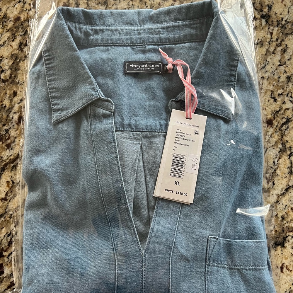 NWT Vineyard Vines Light Blue Denim Tunic Dress - Long Sleeve XL - Picture 16 of 16